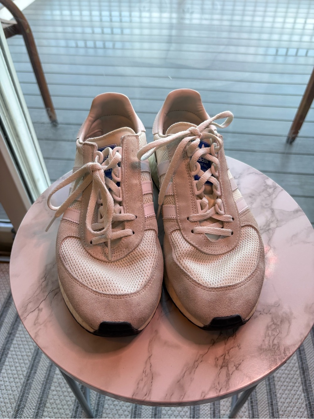 adidas Women's Pale Pink and White Classic Sneakers